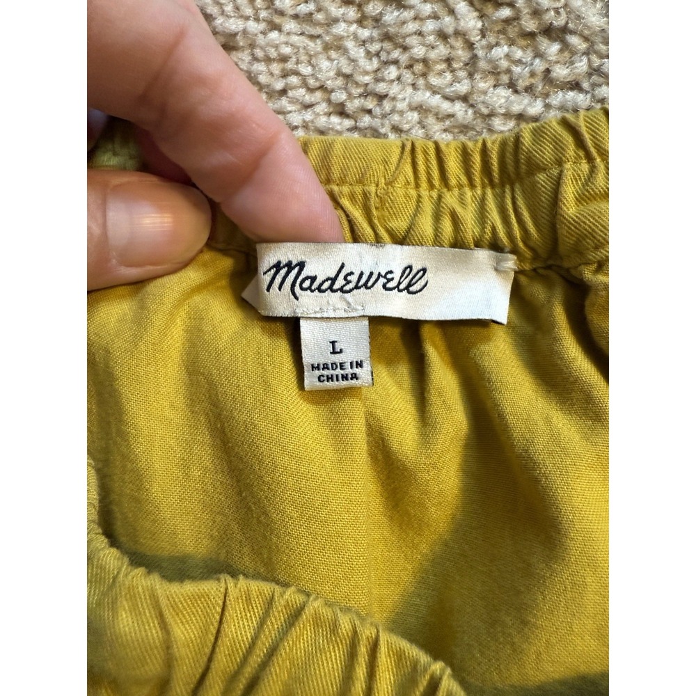 Madewell Eyelet Balcony Off-The-Shoulder Top Size Large Mustard Yellow - Picture 3 of 7